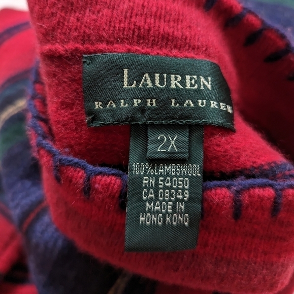 Vintage LAUREN RALPH LAUREN 100% lambswool pullover mock neck knit sweater 2x - Picture 2 of 8